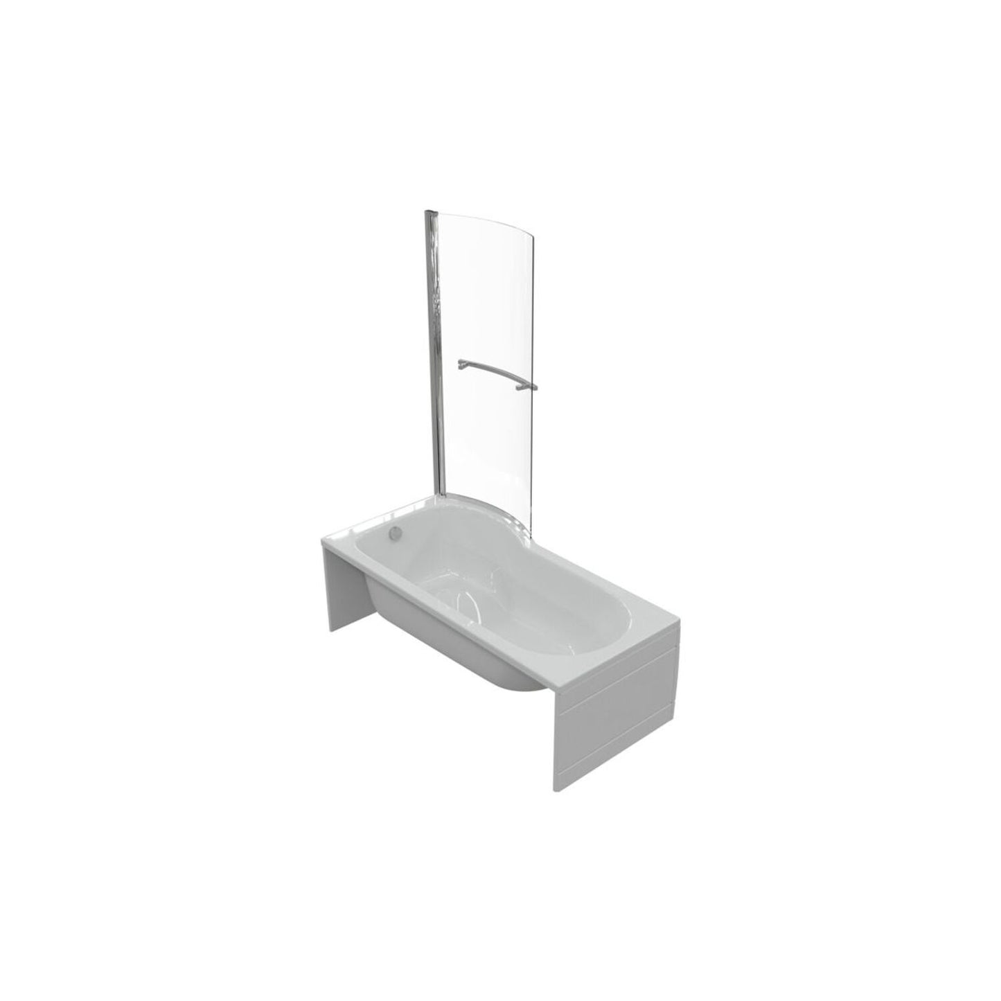 P-Shape 0 Tap Hole Shower Bath Panel & Screen L 1700 X W 700-850 X H 410mm