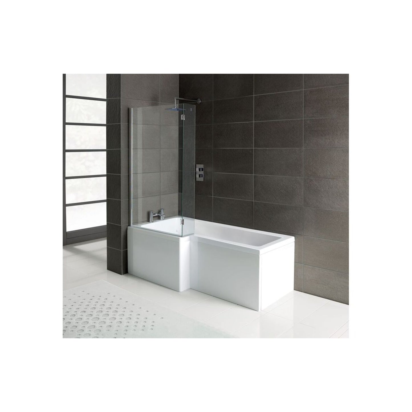 L-Shape 0 Tap Hole Shower Bath Panel & Screen L 1700 X W 700-850 X H 410mm