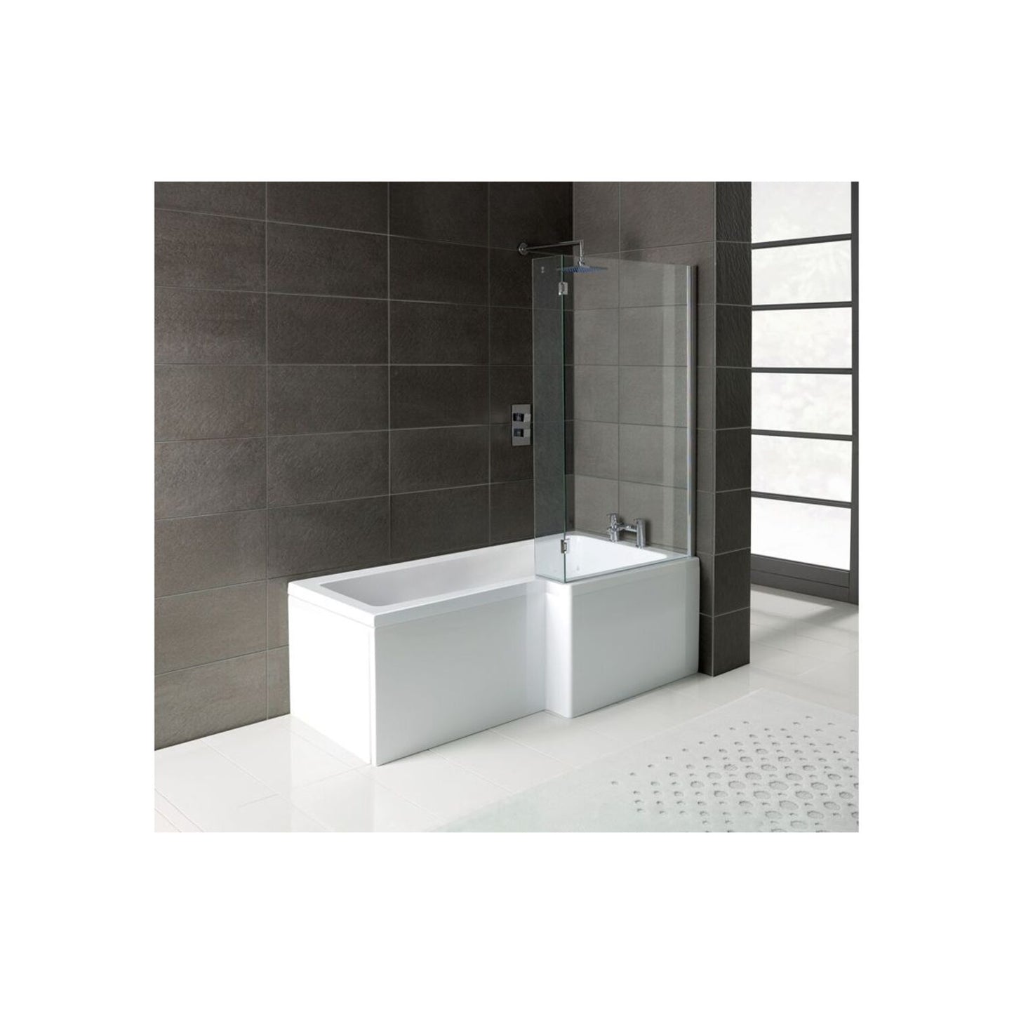 L-Shape 0 Tap Hole Shower Bath Panel & Screen L 1700 X W 700-850 X H 410mm