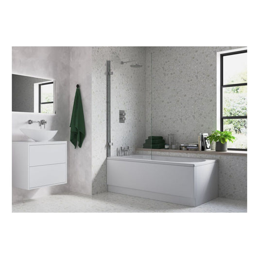 Hinged Straight Bath Screen (6mm) 850X1500mm - Chrome
