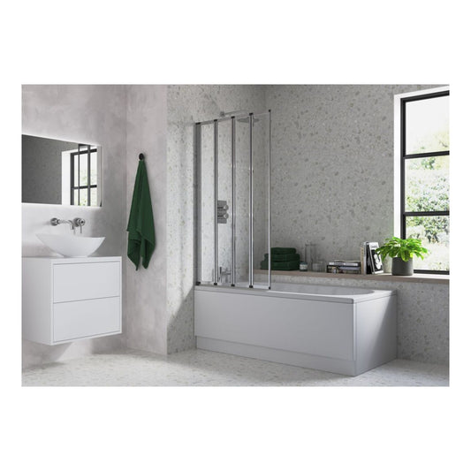 Framed Four Fold Bath Screen (6mm) 815X1400mm - Chrome