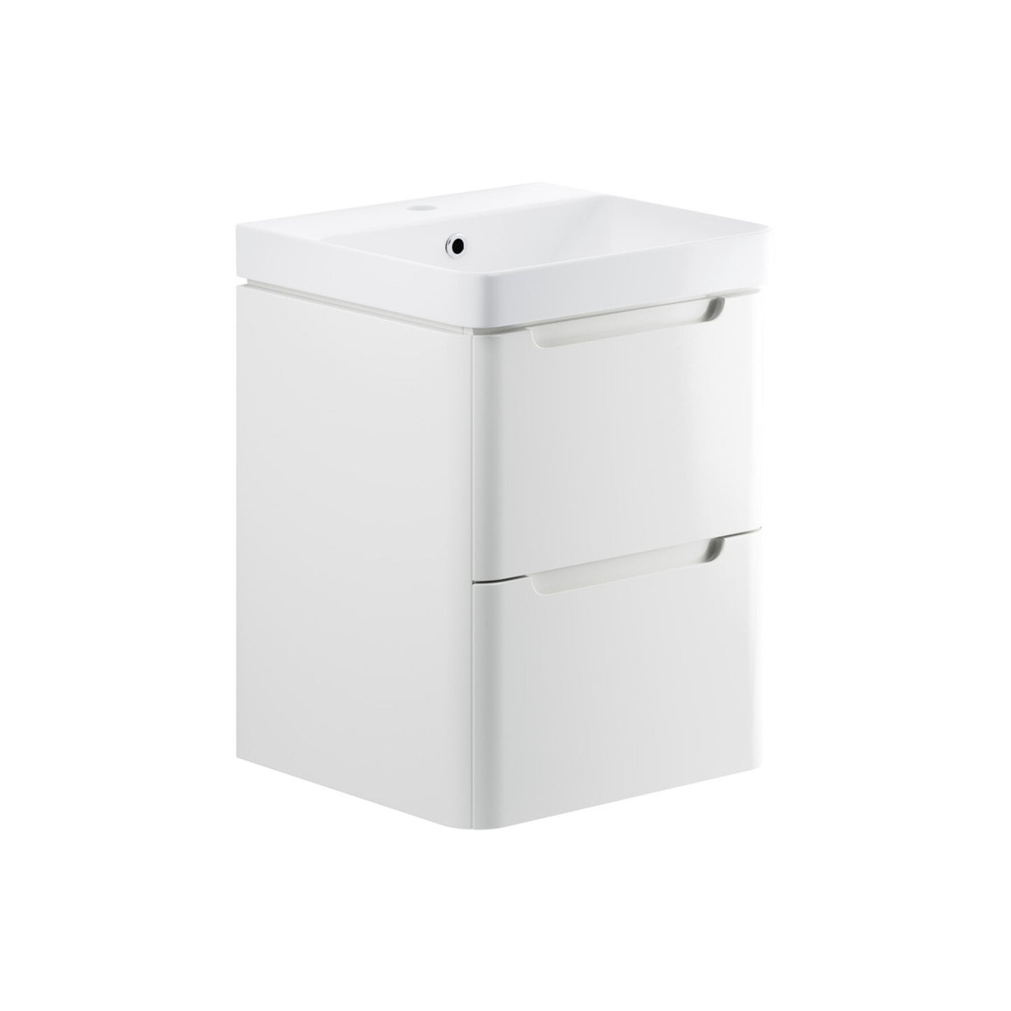 Nuvoro 500mm 2 Drawer Wall Hung Cloakroom Basin Unit - White Gloss
