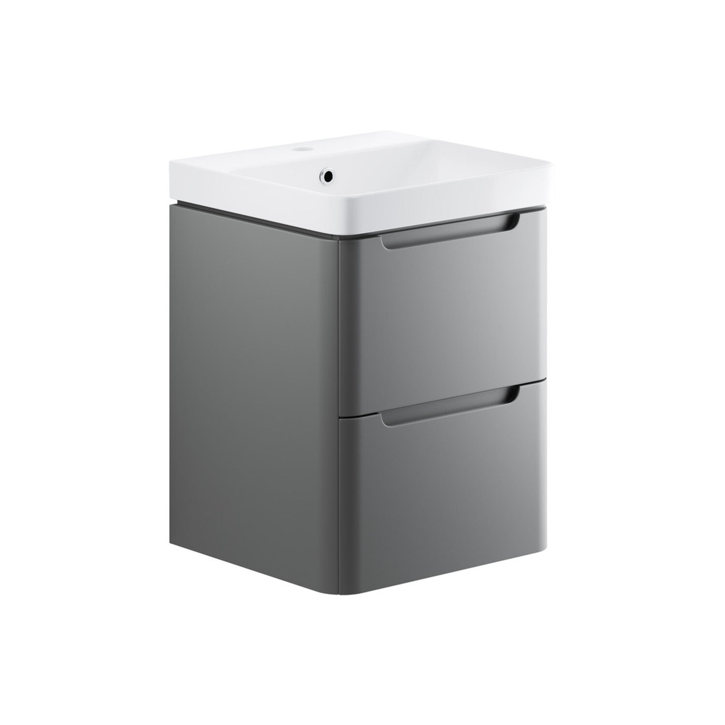 Nuvoro 500mm 2 Drawer Wall Hung Cloakroom Basin Unit - Matt Grey
