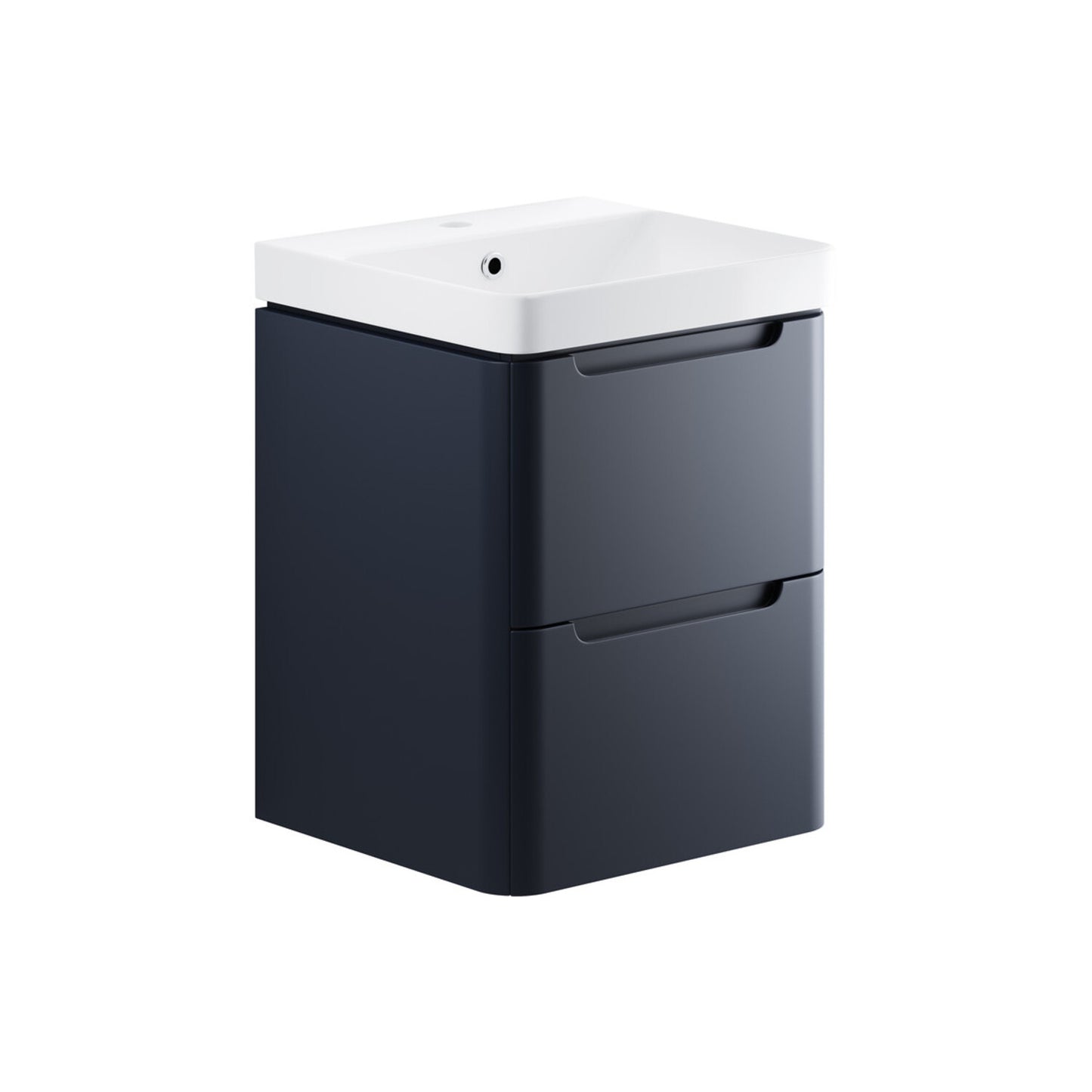 Nuvoro 500mm 2 Drawer Wall Hung Cloakroom Basin Unit - Matt Indigo