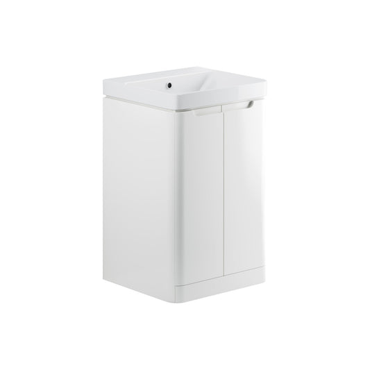 Nuvoro 500mm 2 Door Floor Standing Cloakroom Basin Unit - White Gloss