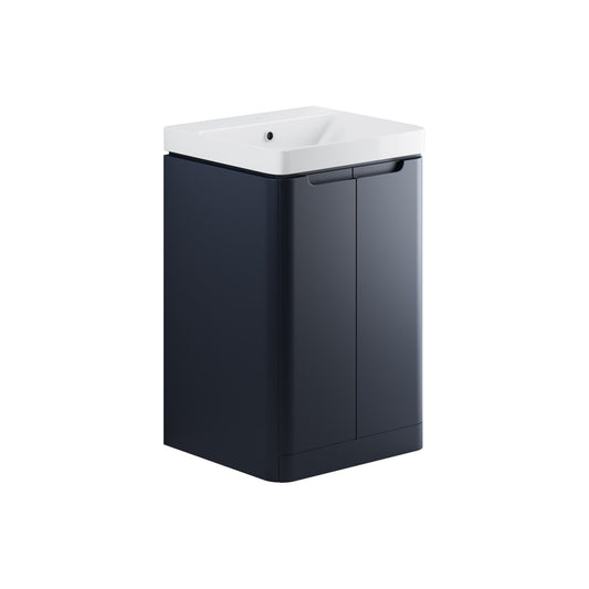 Nuvoro 500mm 2 Door Floor Standing Cloakroom Basin Unit - Matt Indigo