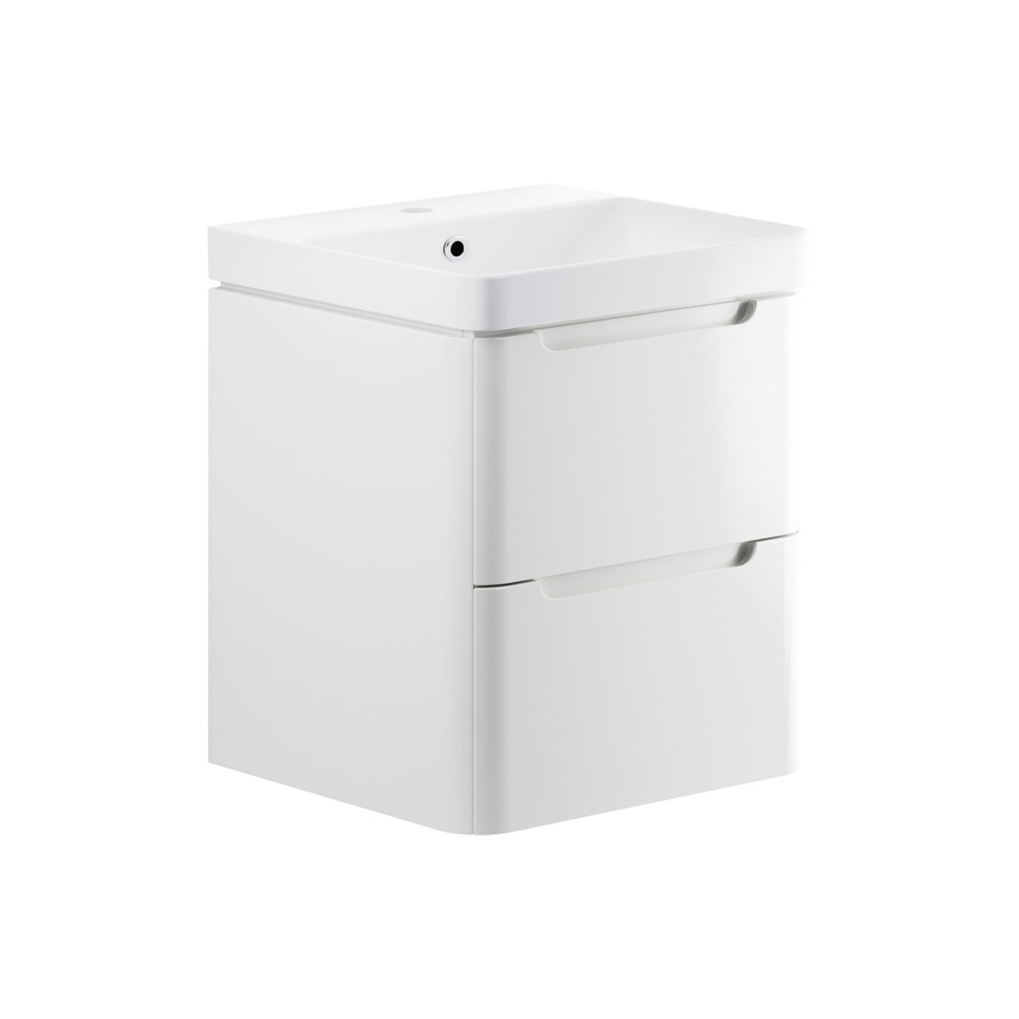 Nuvoro 605mm 2 Drawer Wall Hung Basin Unit - White Gloss