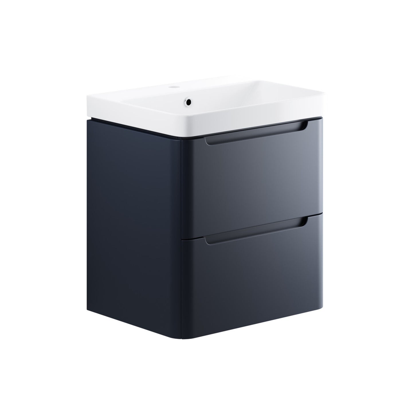 Nuvoro 605mm 2 Drawer Wall Hung Basin Unit - Matt Indigo