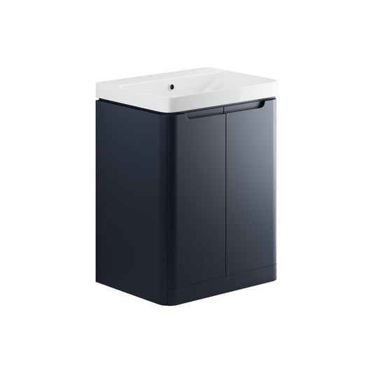 Nuvoro 605mm 2 Door Floor Standing Basin Unit - Matt Indigo