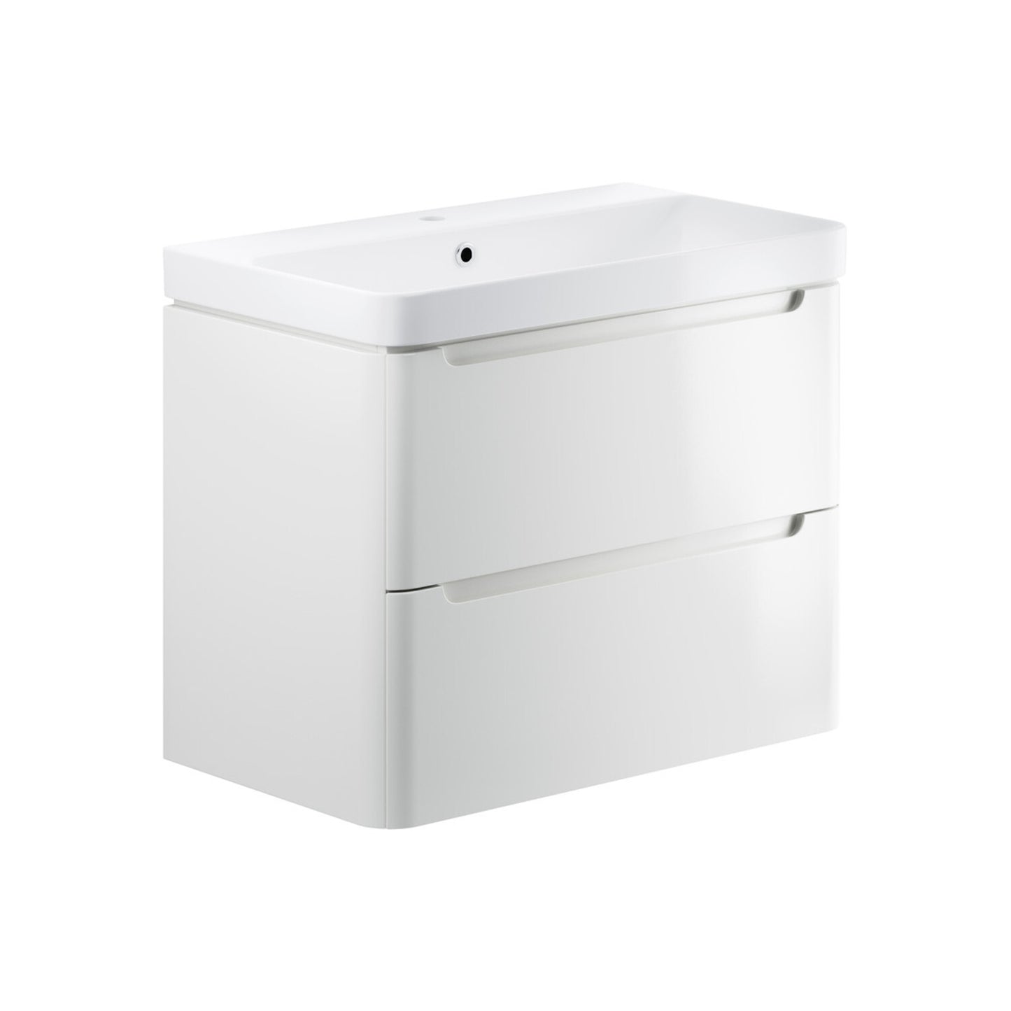 Nuvoro 805mm 2 Drawer Wall Hung Basin Unit - White Gloss