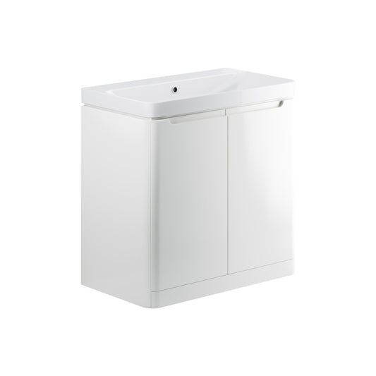 Nuvoro 805mm 2 Door Floor Standing Basin Unit - White Gloss