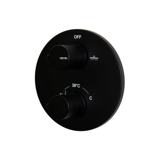 Timea Black Two Outlet Thermostatic Valve