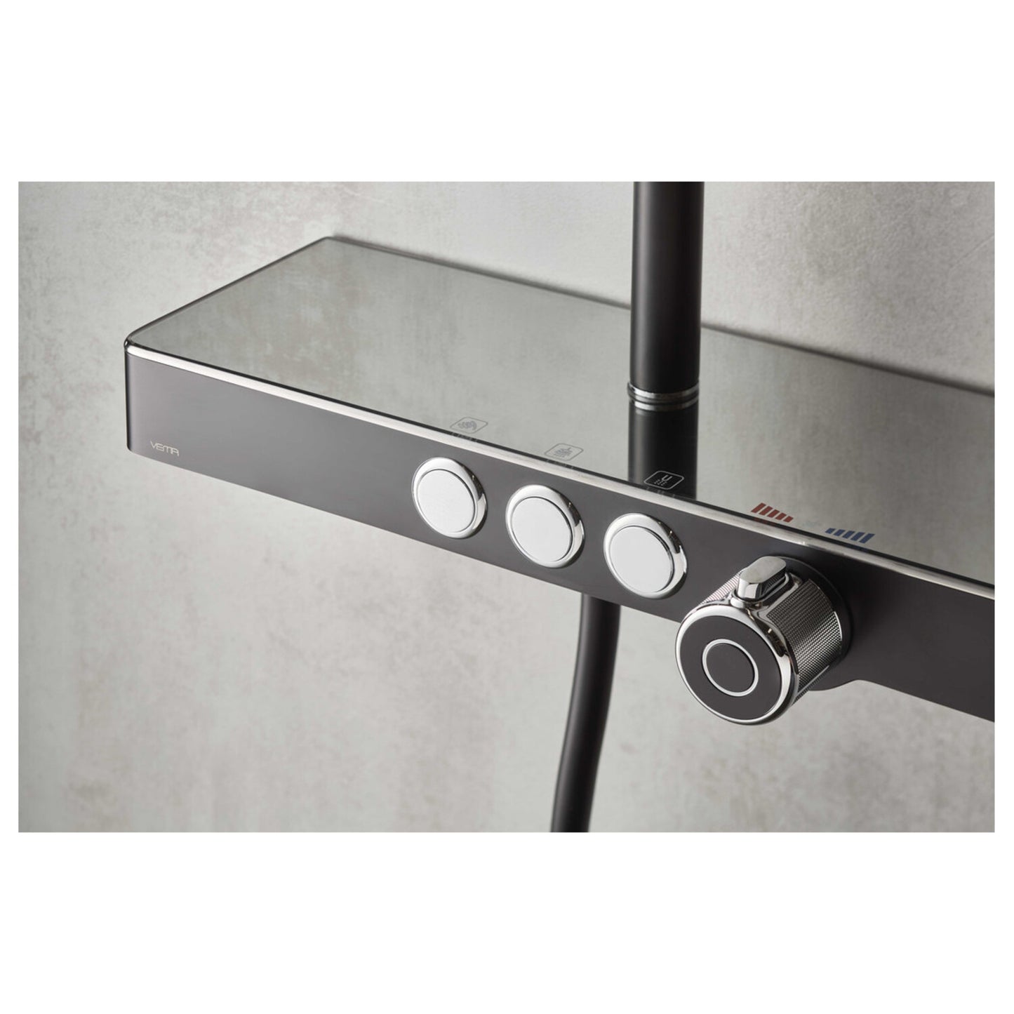 Thermostatic Shower Column W/Fixed Head Riser Shelf & Foot Wash
