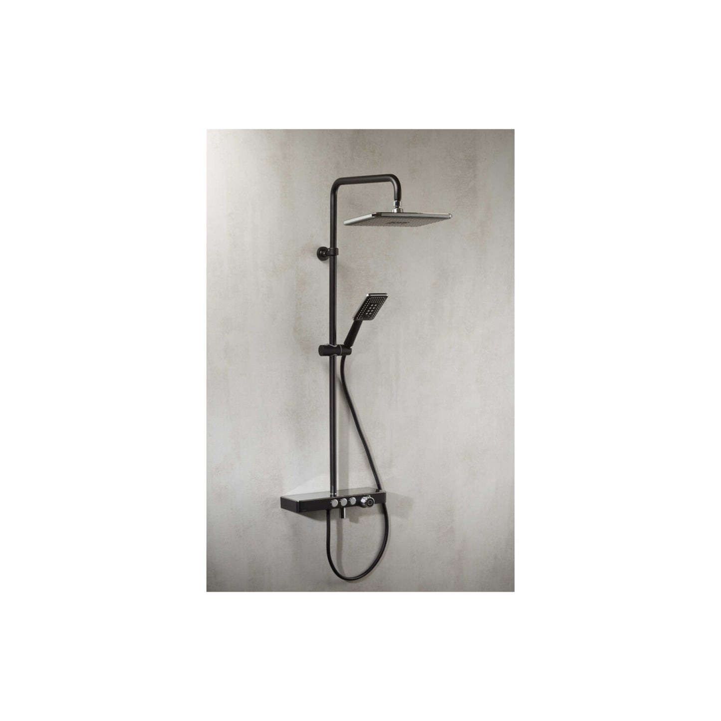 Thermostatic Shower Column W/Fixed Head Riser Shelf & Foot Wash