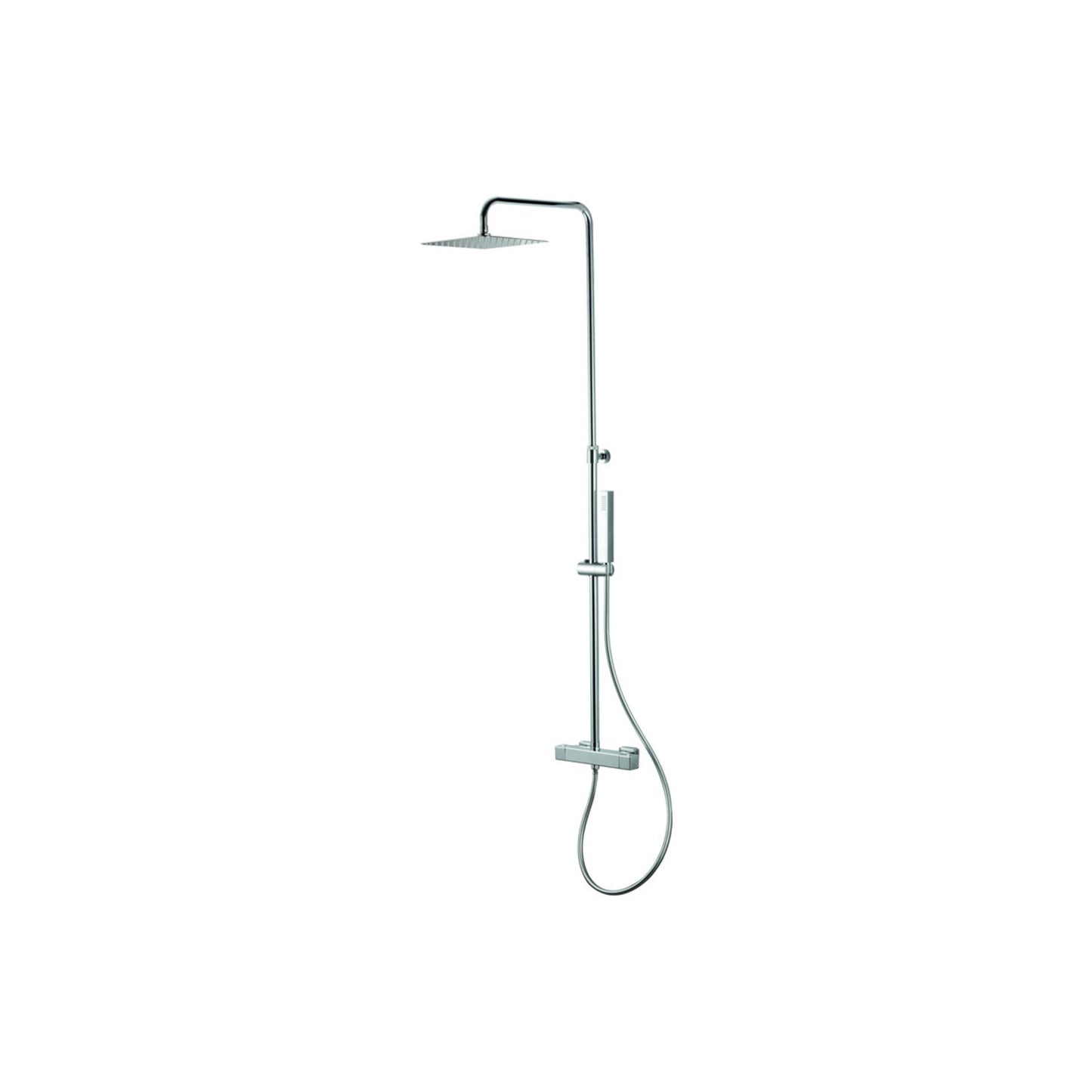 Thermostatic Square Bar Valve w/Fixed Head & Riser - Chrome