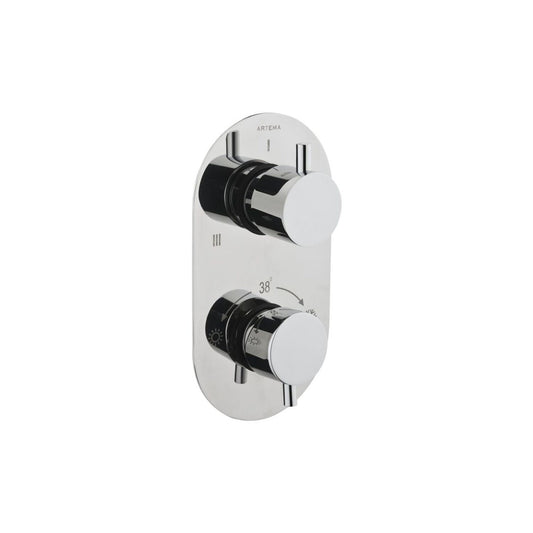 VitrA Aquaheat Round Thermostatic 3-Way Shower Mixer - Chrome