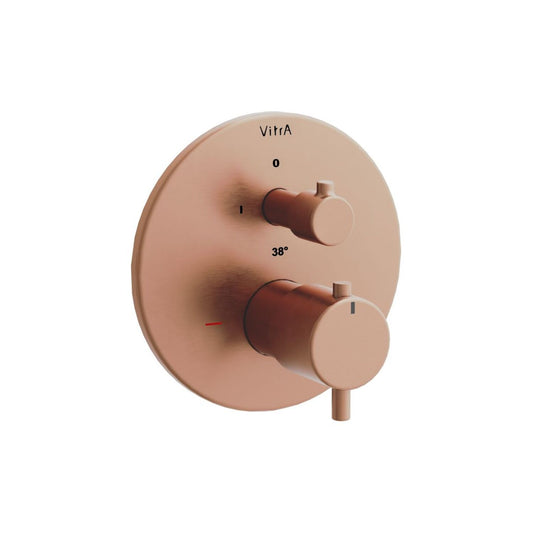 VitrA Aquaheat Integrated Thermostatic Shower Mixer Valve - Brushed Bronze