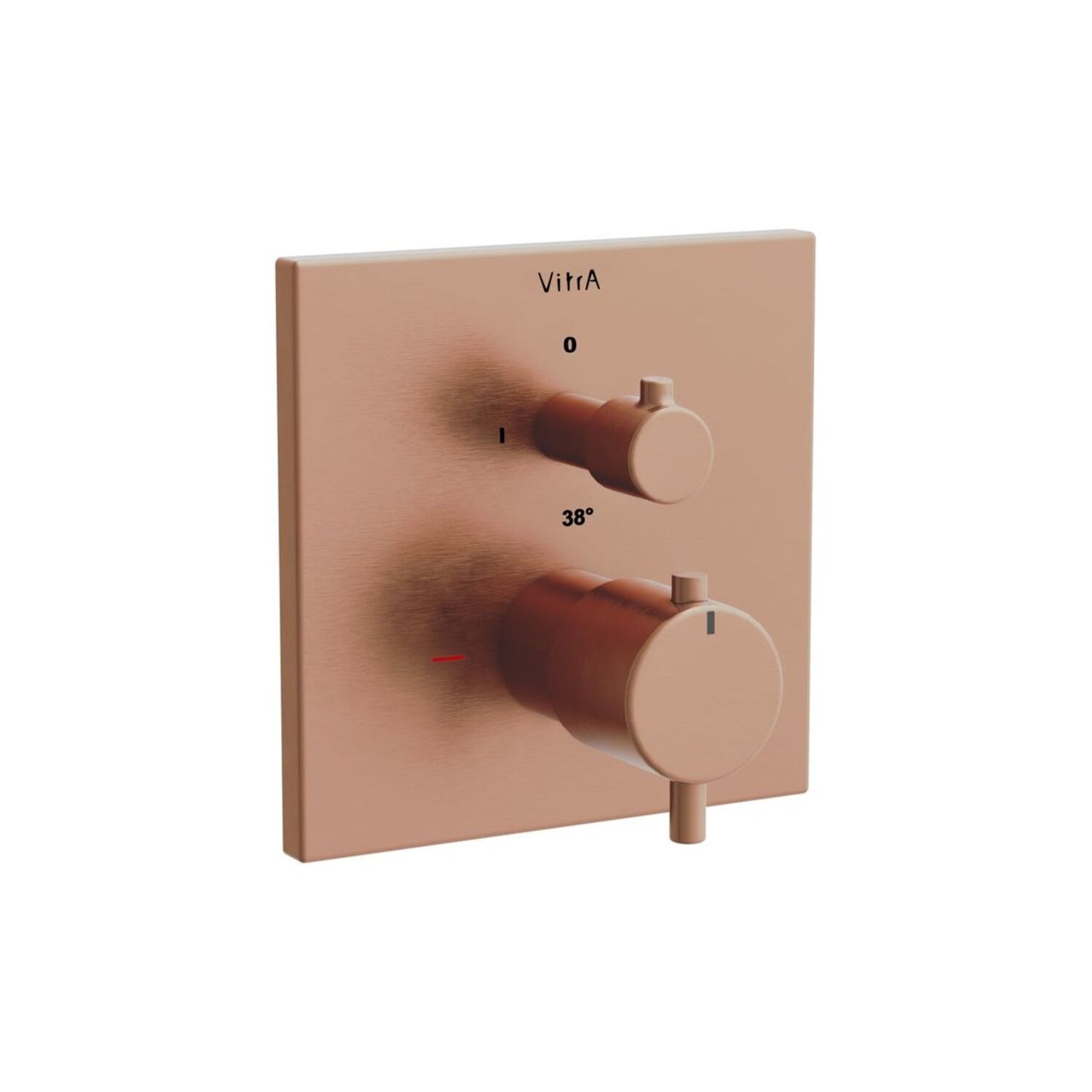 VitrA Aquaheat Square Integrated Thermostatic 1-Way Shower Mixer Valve - Brushed Bronze