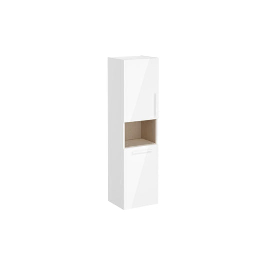 VitrA Root Flat 40cm 2 Door Semi-Tall Unit w/Laundry Basket (LH Hinge) - High Gloss White