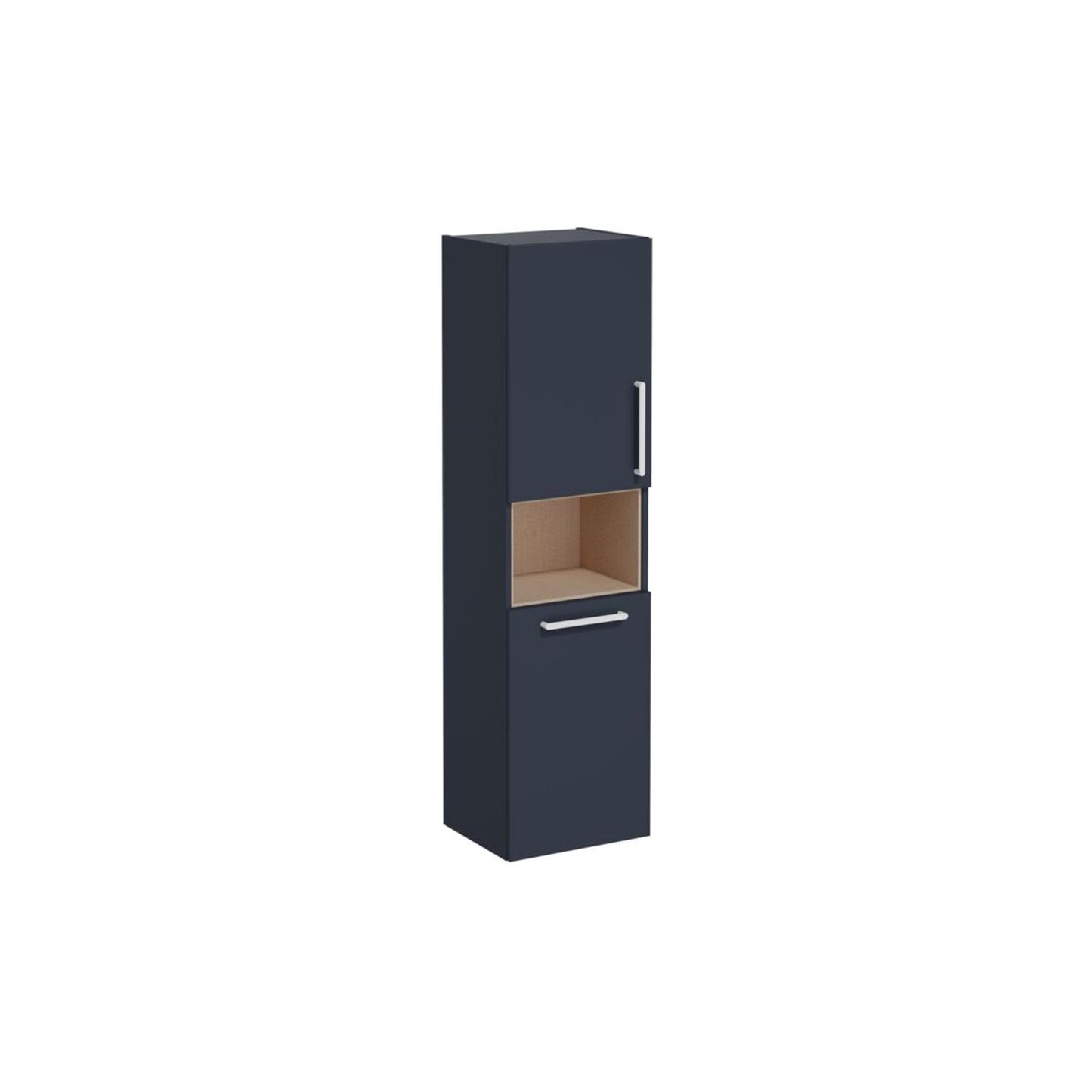 VitrA Root Flat 40cm 2 Door Semi-Tall Unit w/Laundry Basket (LH Hinge) - Matt Dark Blue