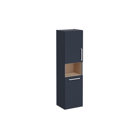 VitrA Root Flat 40cm 2 Door Semi-Tall Unit w/Laundry Basket (LH Hinge) - Matt Dark Blue