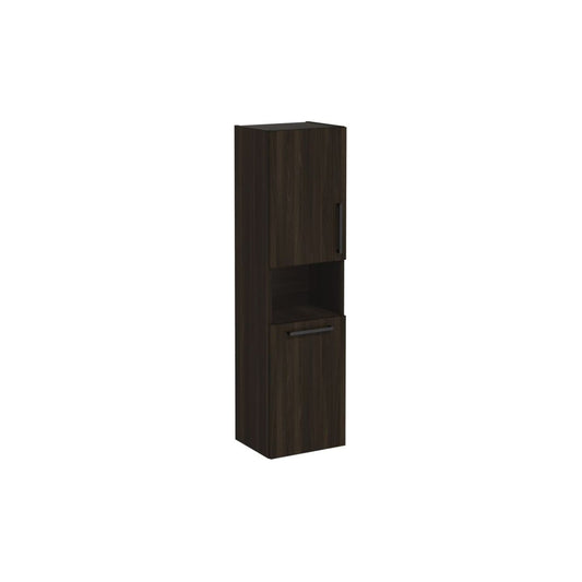 VitrA Root Flat 40cm 2 Door Semi-Tall Unit w/Laundry Basket (LH Hinge) - Walnut