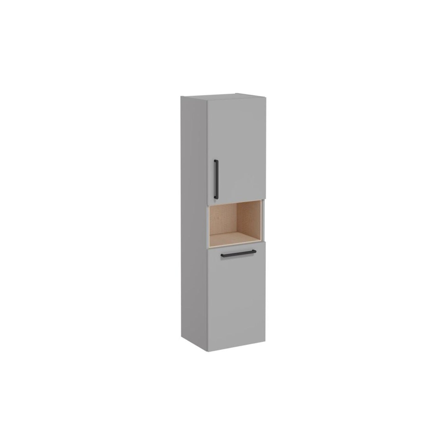 VitrA Root Flat 40cm 2 Door Semi-Tall Unit w/Laundry Basket (RH Hinge) - Matt Rock Grey