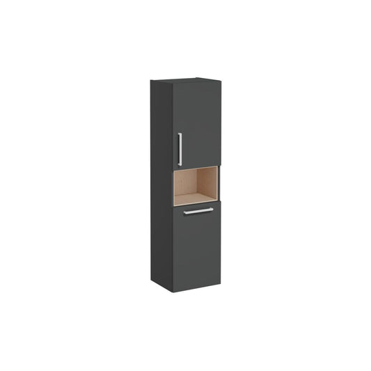 VitrA Root Flat 40cm 2 Door Semi-Tall Unit w/Laundry Basket (RH Hinge) - Matt Storm Grey