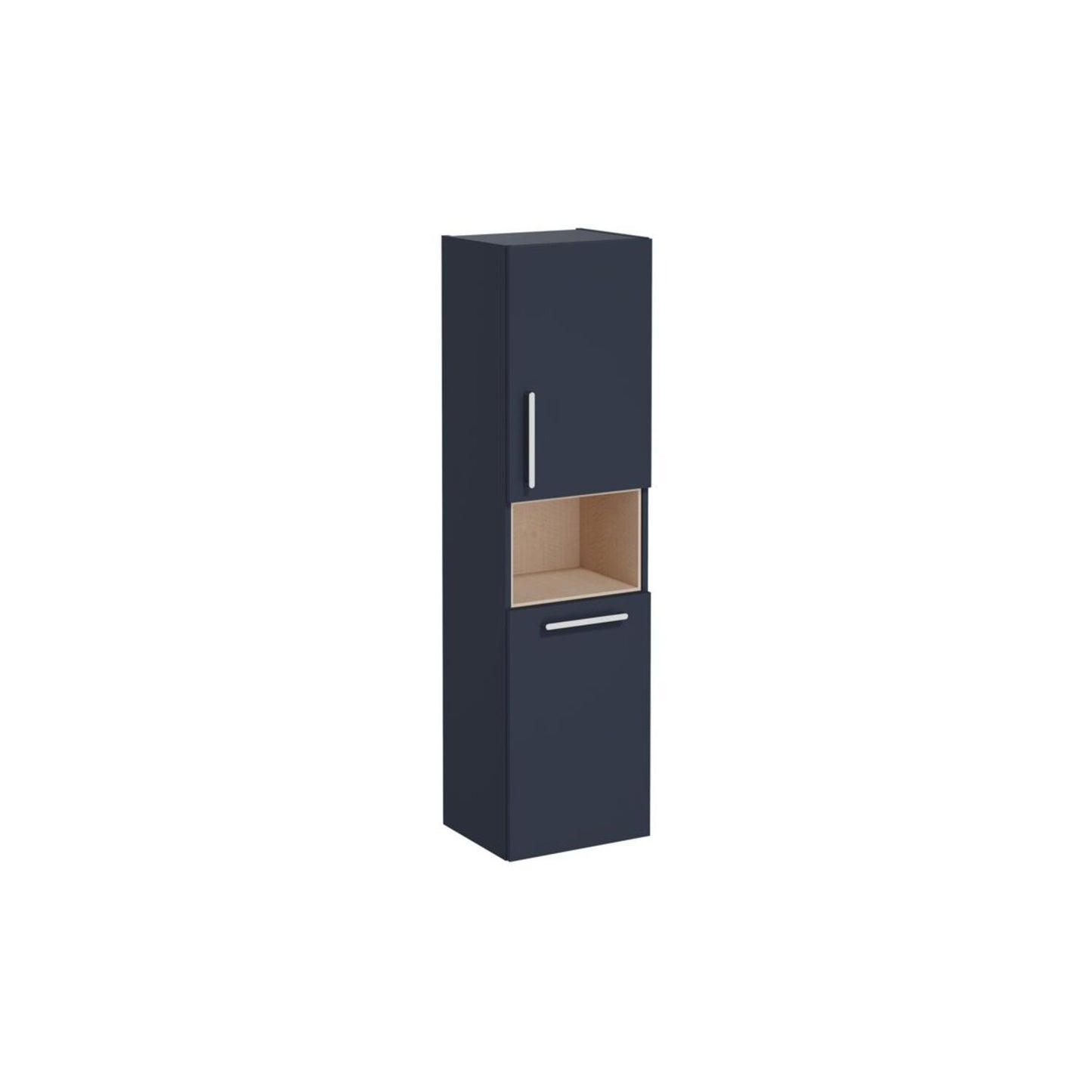 VitrA Root Flat 40cm 2 Door Semi-Tall Unit w/Laundry Basket (RH Hinge) - Matt Dark Blue
