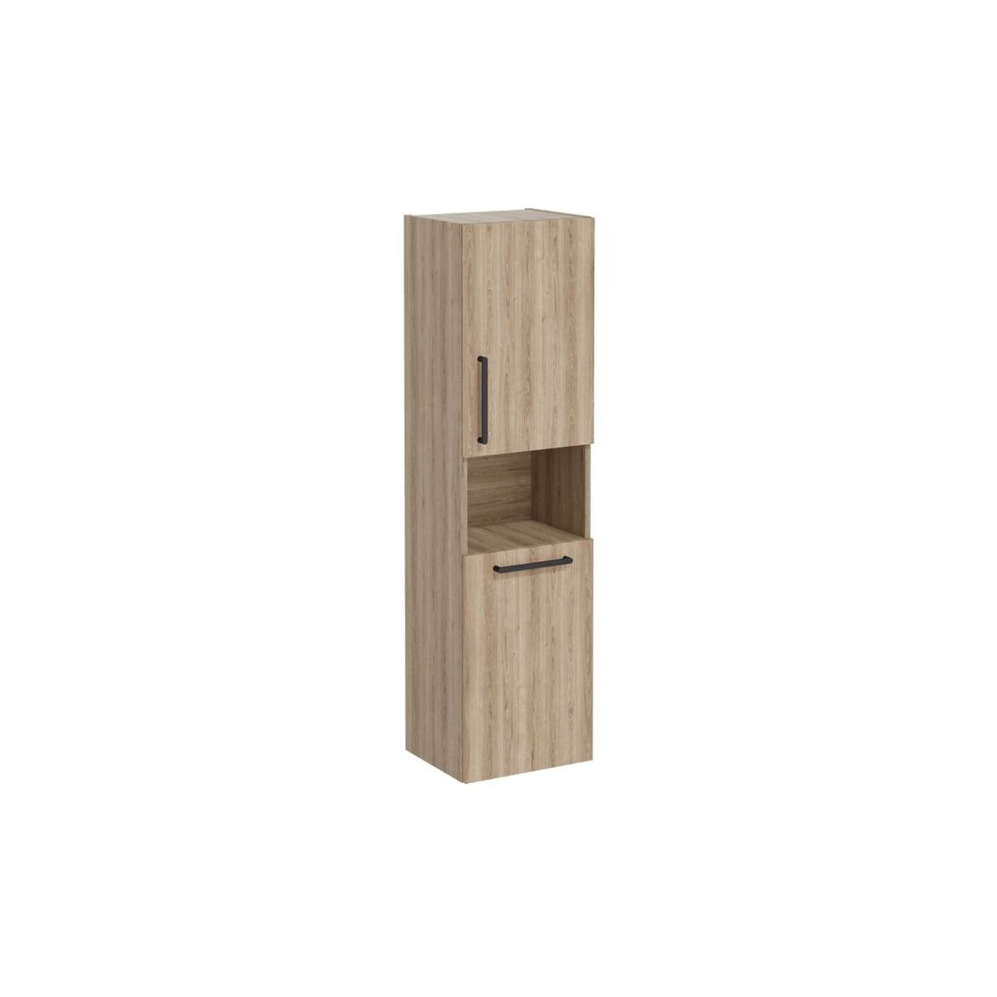 VitrA Root Flat 40cm 2 Door Semi-Tall Unit w/Laundry Basket (RH Hinge) - Natural Oak