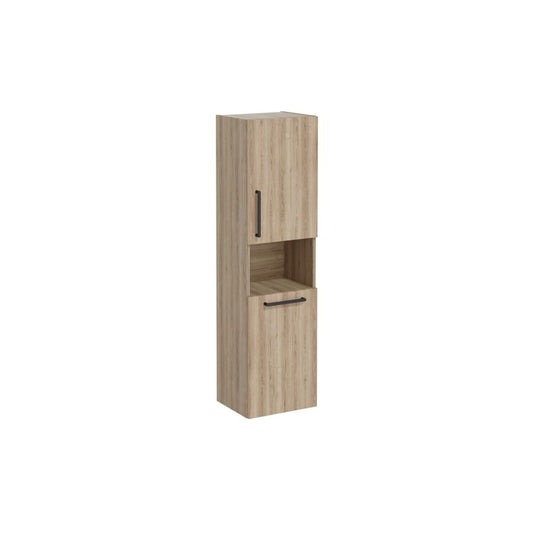 VitrA Root Flat 40cm 2 Door Semi-Tall Unit w/Laundry Basket (RH Hinge) - Natural Oak