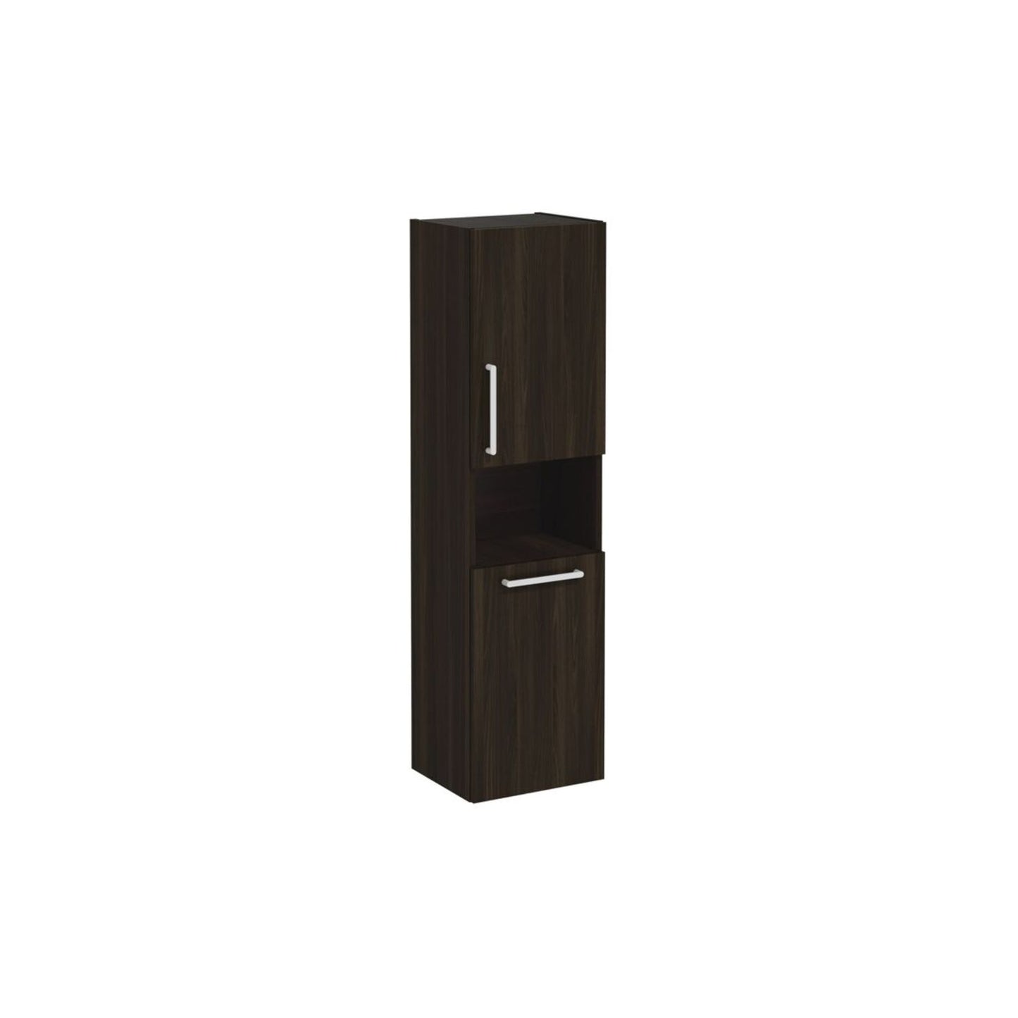 VitrA Root Flat 40cm 2 Door Semi-Tall Unit w/Laundry Basket (RH Hinge) - Walnut
