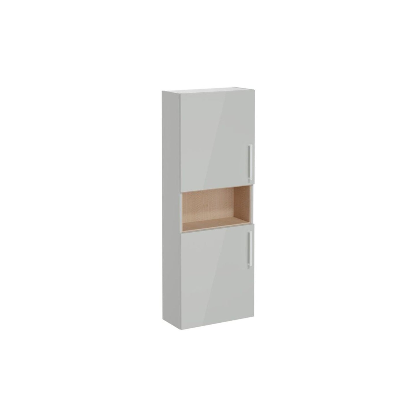 VitrA Root Flat 55cm 2 Door Semi-Tall Unit (LH Hinge) - Shiny Pearl Grey