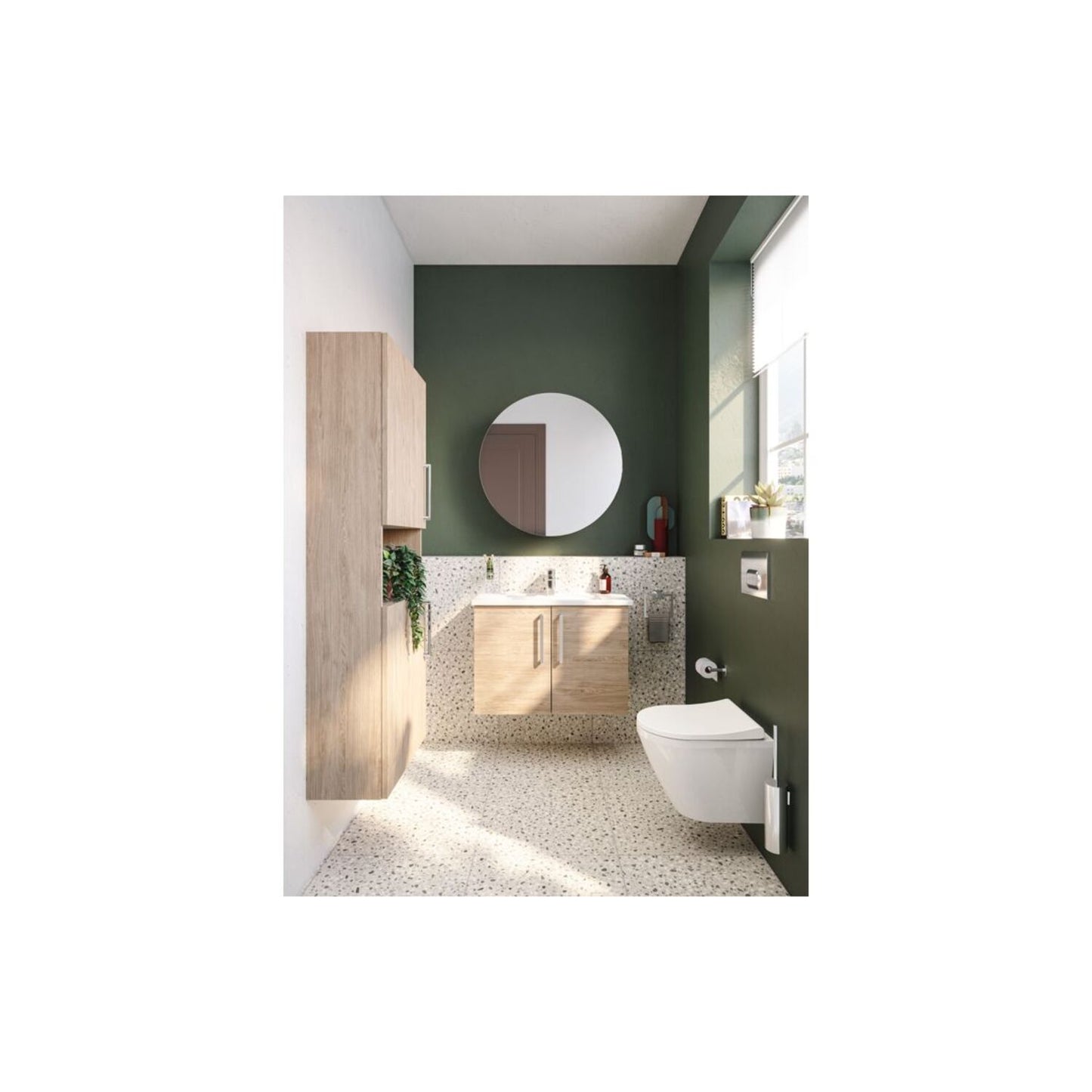 VitrA Root Flat 55cm 2 Door Semi-Tall Unit (LH Hinge) - Natural Oak