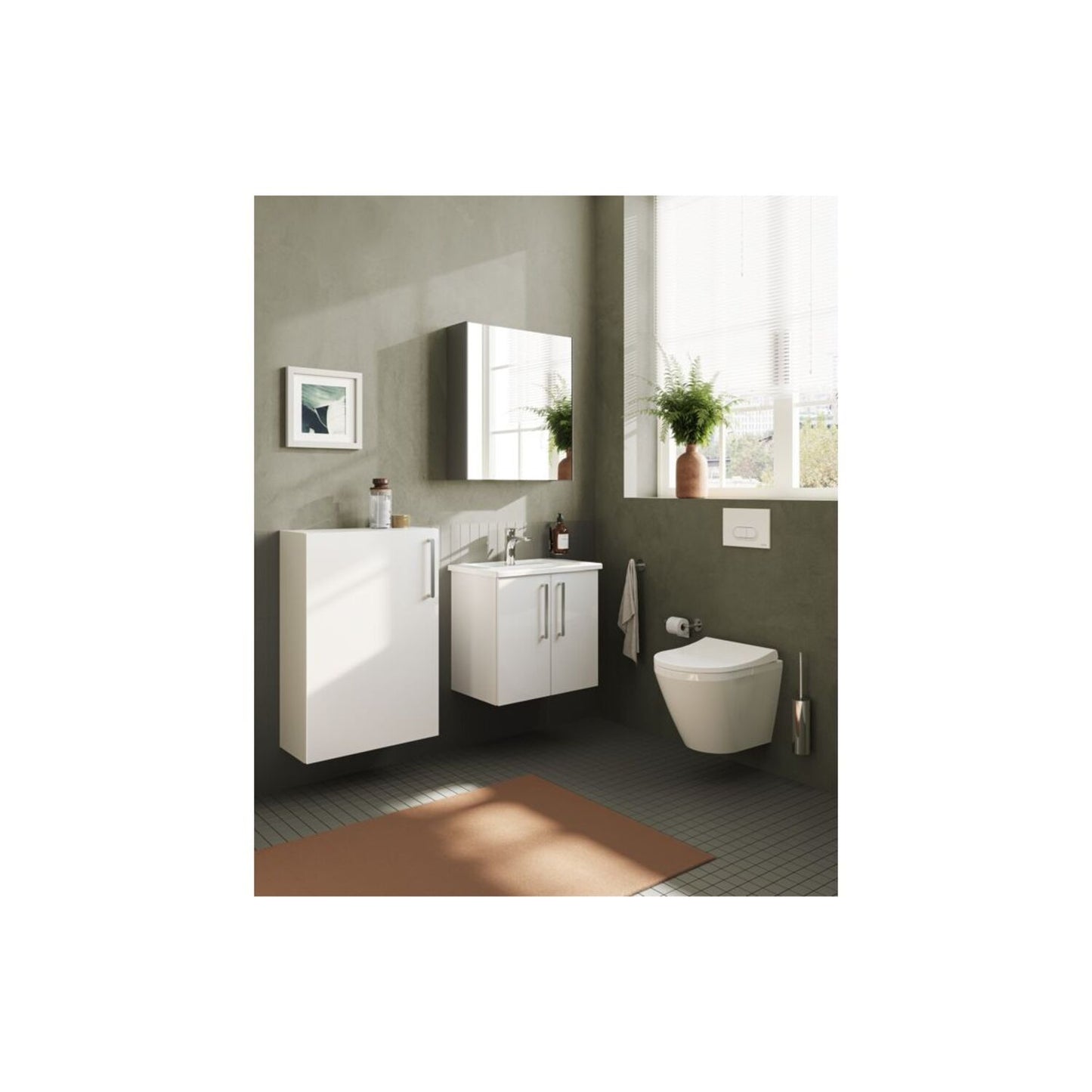 VitrA Root Flat 55cm 1 Door Slim Lower/Base Unit (LH Hinge) - High Gloss White