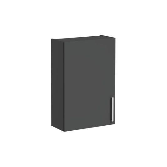 VitrA Root Flat 60cm 1 Door Upper/Wall Unit (LH Hinge) - Matt Storm Grey