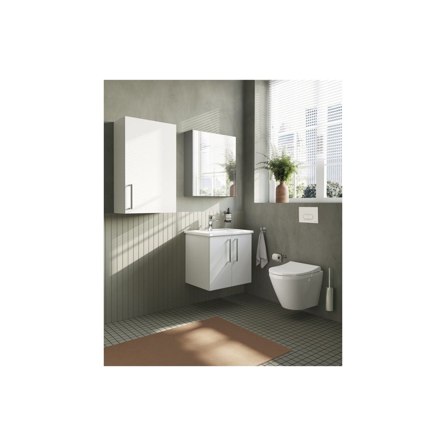 VitrA Root Flat 60cm 1 Door Upper/Wall Unit (RH Hinge) - High Gloss White