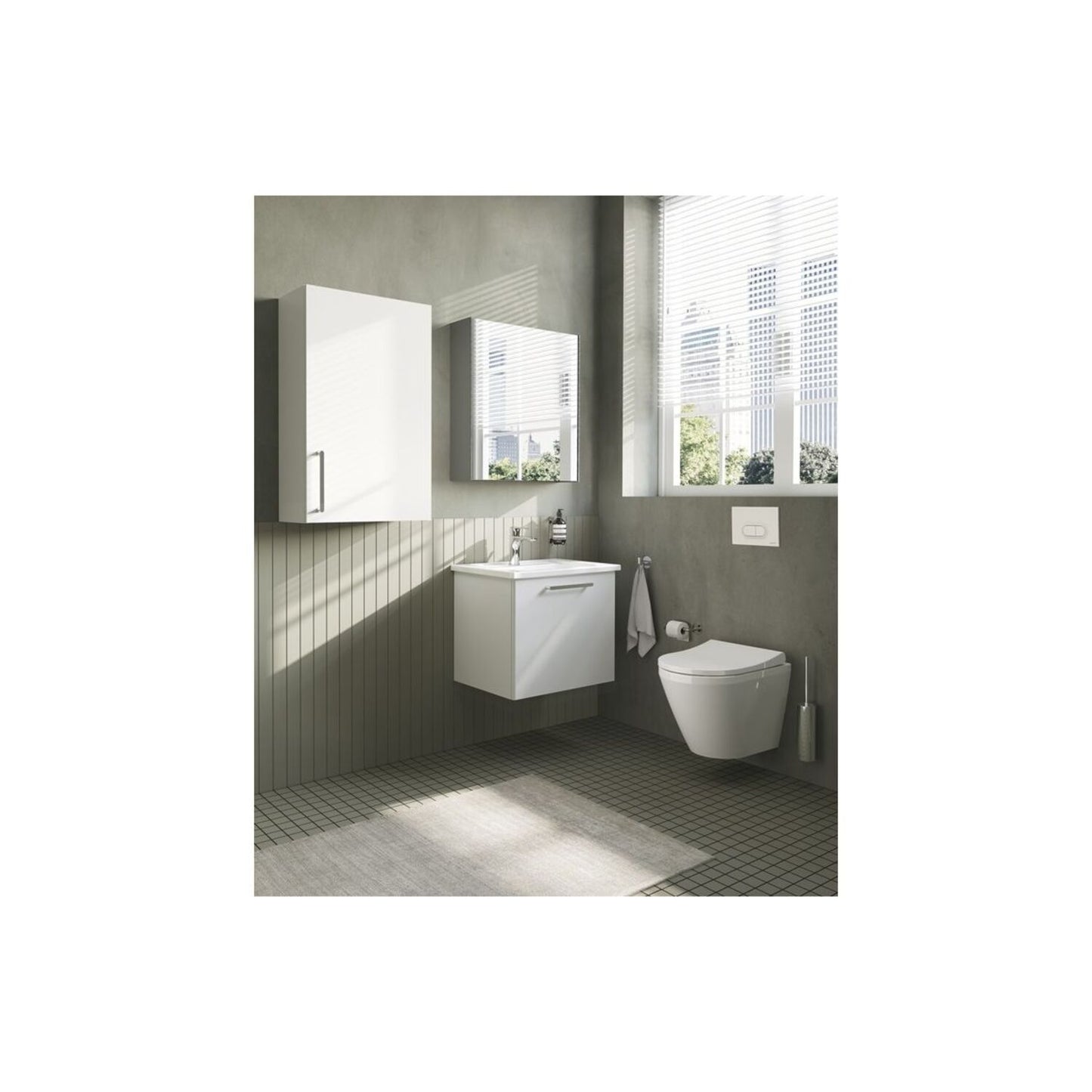 VitrA Root Flat 60cm 1 Door Upper/Wall Unit (RH Hinge) - High Gloss White