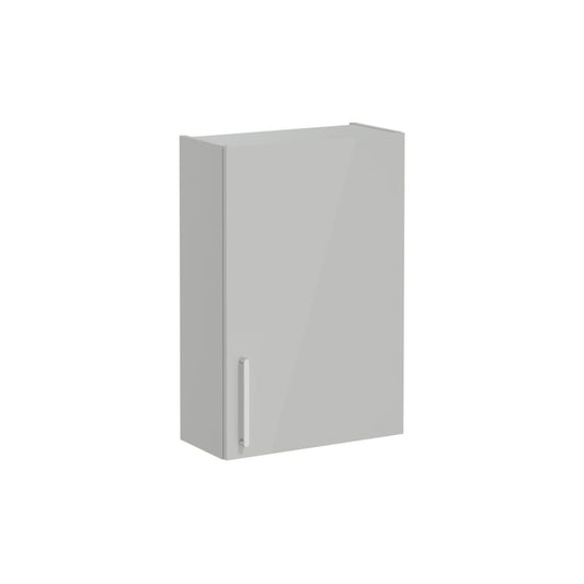 VitrA Root Flat 60cm 1 Door Upper/Wall Unit (RH Hinge) - Shiny Pearl Grey