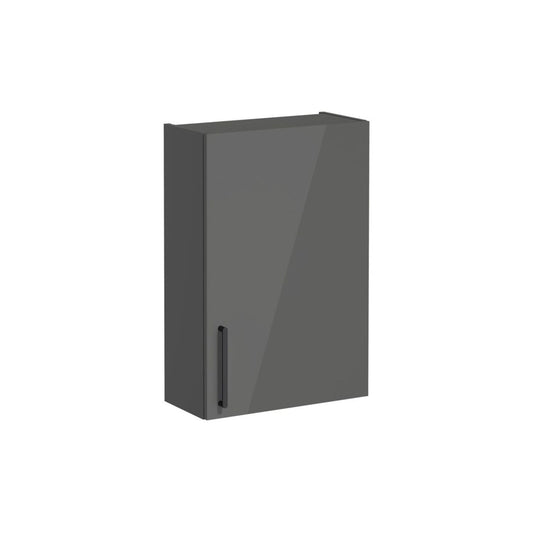 VitrA Root Flat 60cm 1 Door Upper/Wall Unit (RH Hinge) - Anthracite High Gloss