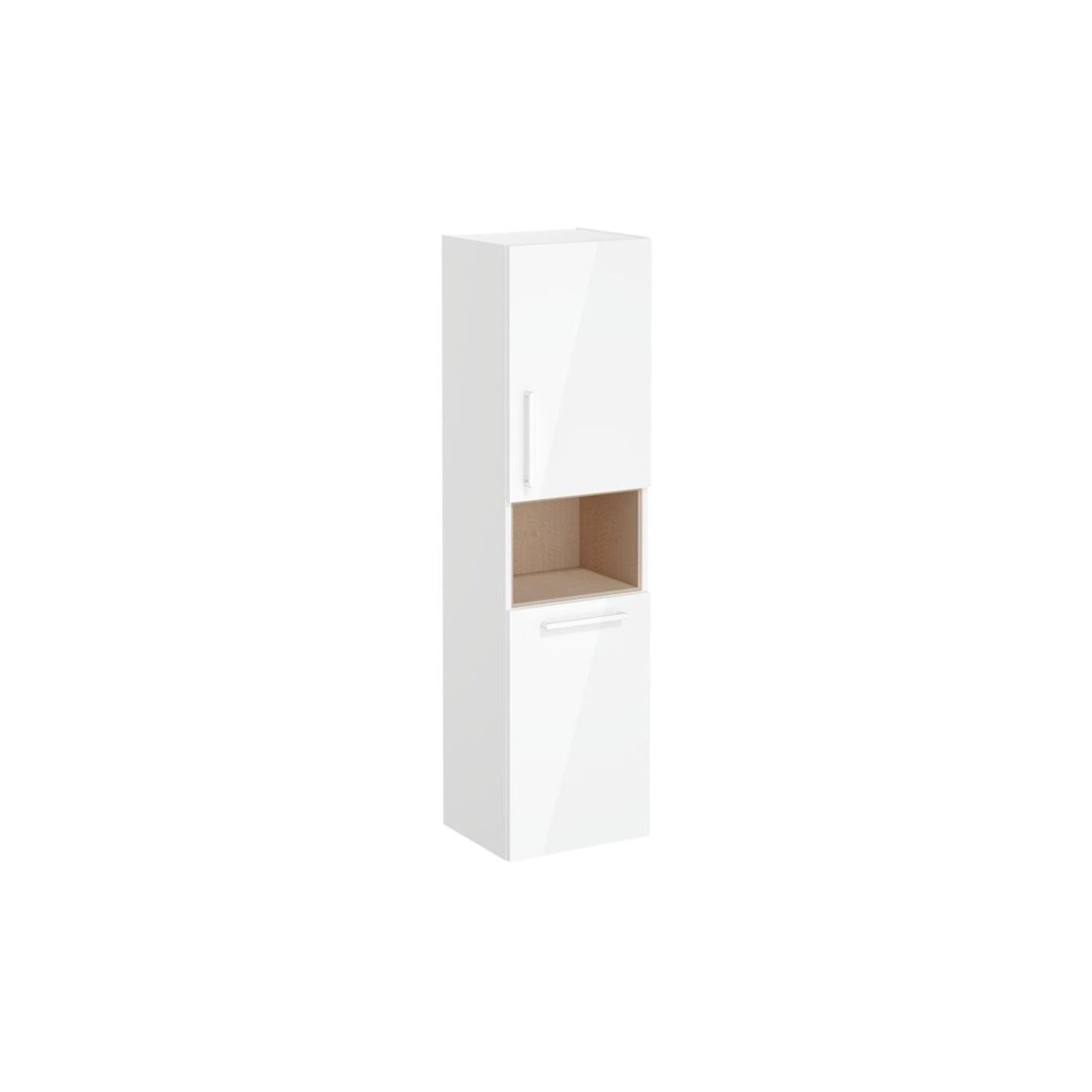 VitrA Root Flat 40cm 2 Door Semi-Tall Unit w/Laundry Basket (RH Hinge) - High Gloss White