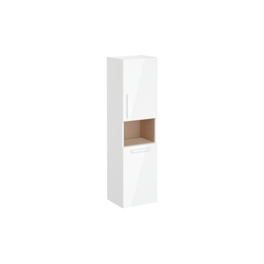 VitrA Root Flat 40cm 2 Door Semi-Tall Unit w/Laundry Basket (RH Hinge) - High Gloss White