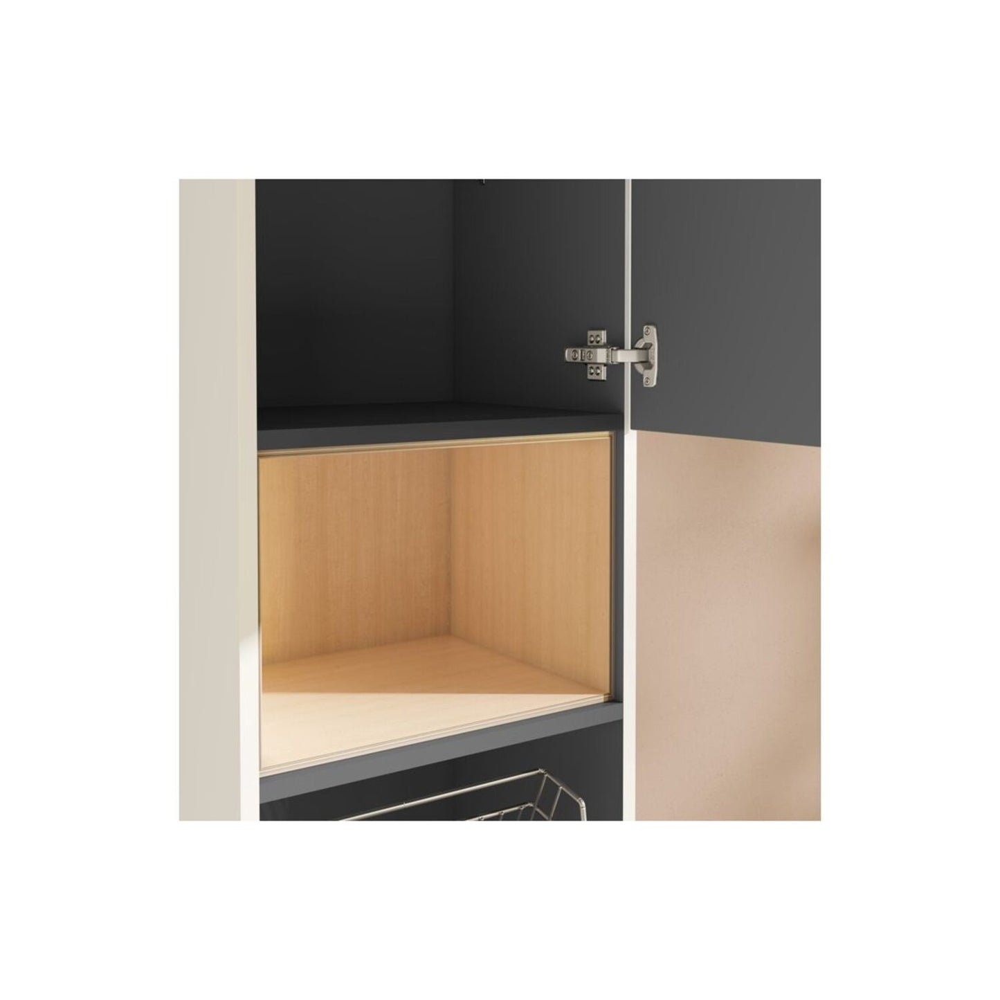 VitrA Root Flat 40cm 2 Door Semi-Tall Unit w/Laundry Basket (RH Hinge) - High Gloss White