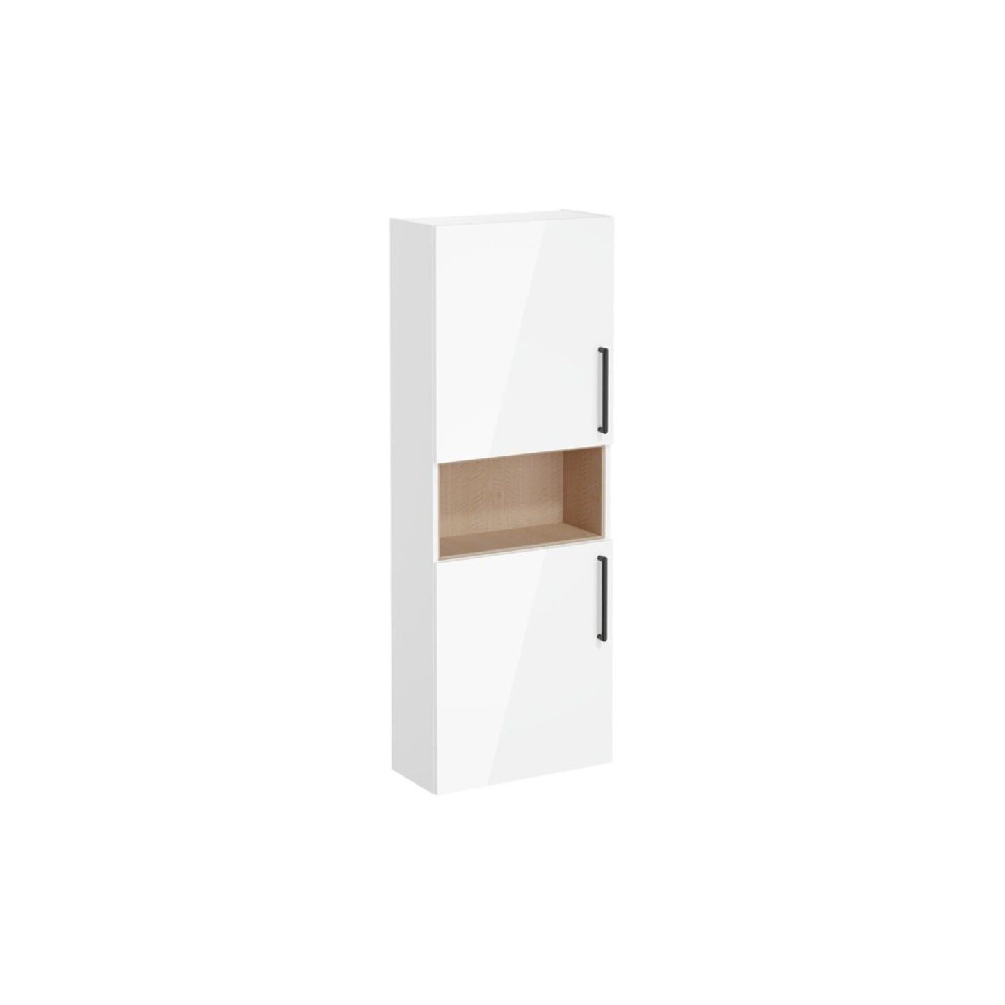 VitrA Root Flat 55cm 2 Door Semi-Tall Unit (LH Hinge) - High Gloss White