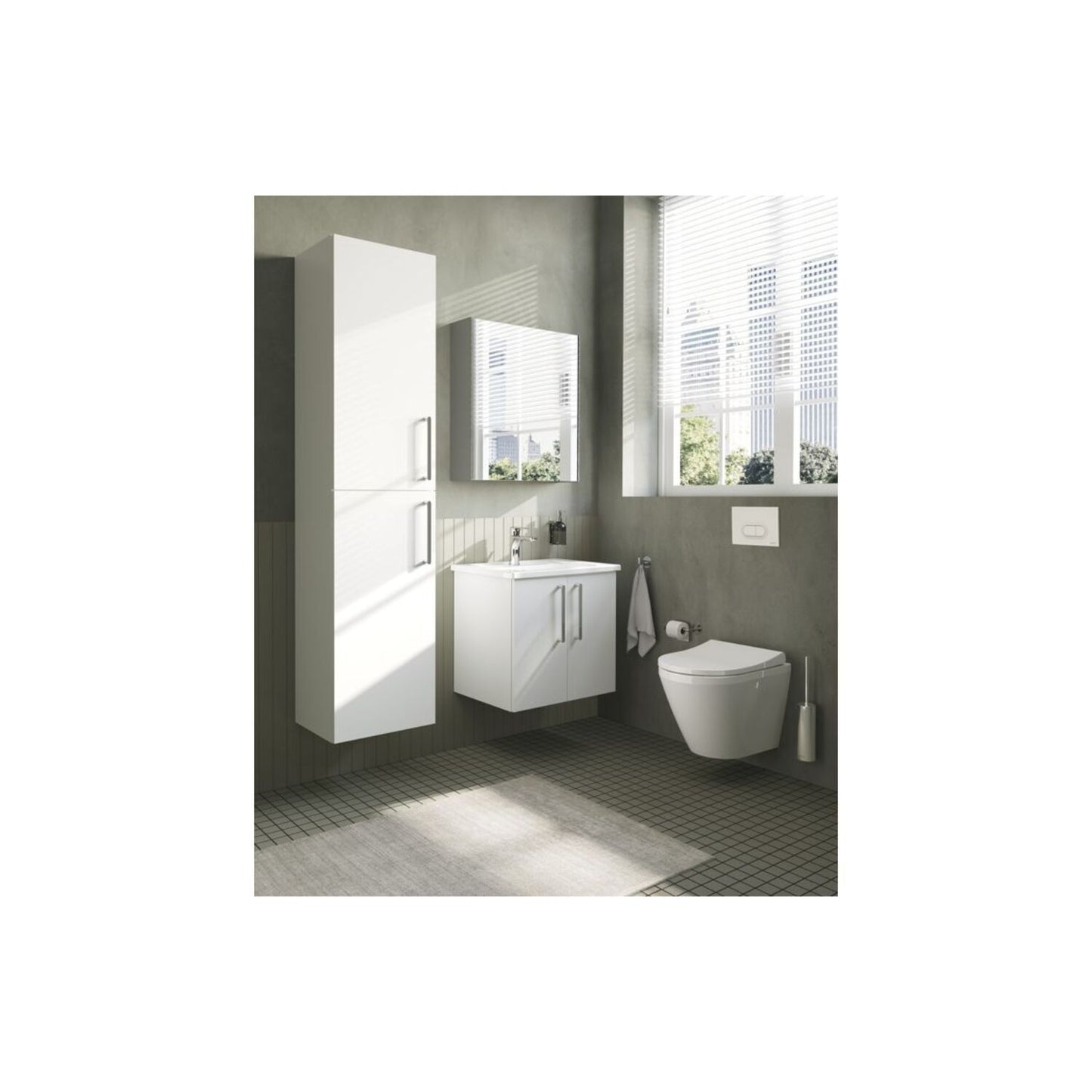 VitrA Root Flat 40cm 2 Door Tall Unit (LH Hinge) - High Gloss White