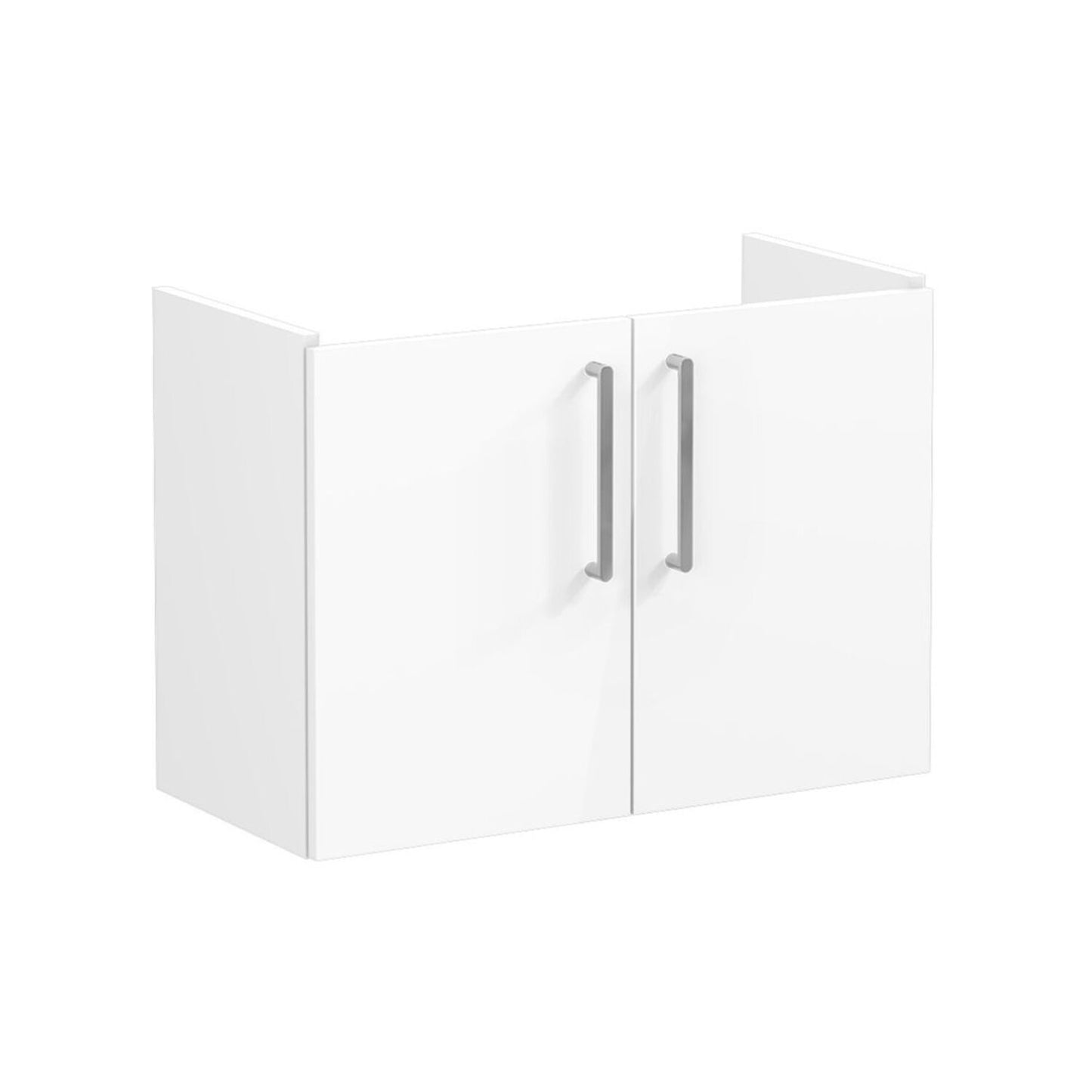 VitrA Root Flat 80cm 2 Door Wall Hung Slim Washbasin Unit - High Gloss White