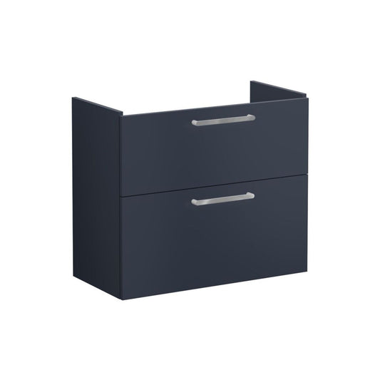VitrA Root Flat 80cm 2 Drawer Slim Washbasin Unit - Matt Dark Blue
