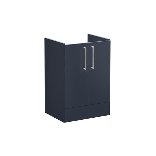 VitrA Root Flat 60cm 2 Door Floor Standing Washbasin Unit - Matt Dark Blue
