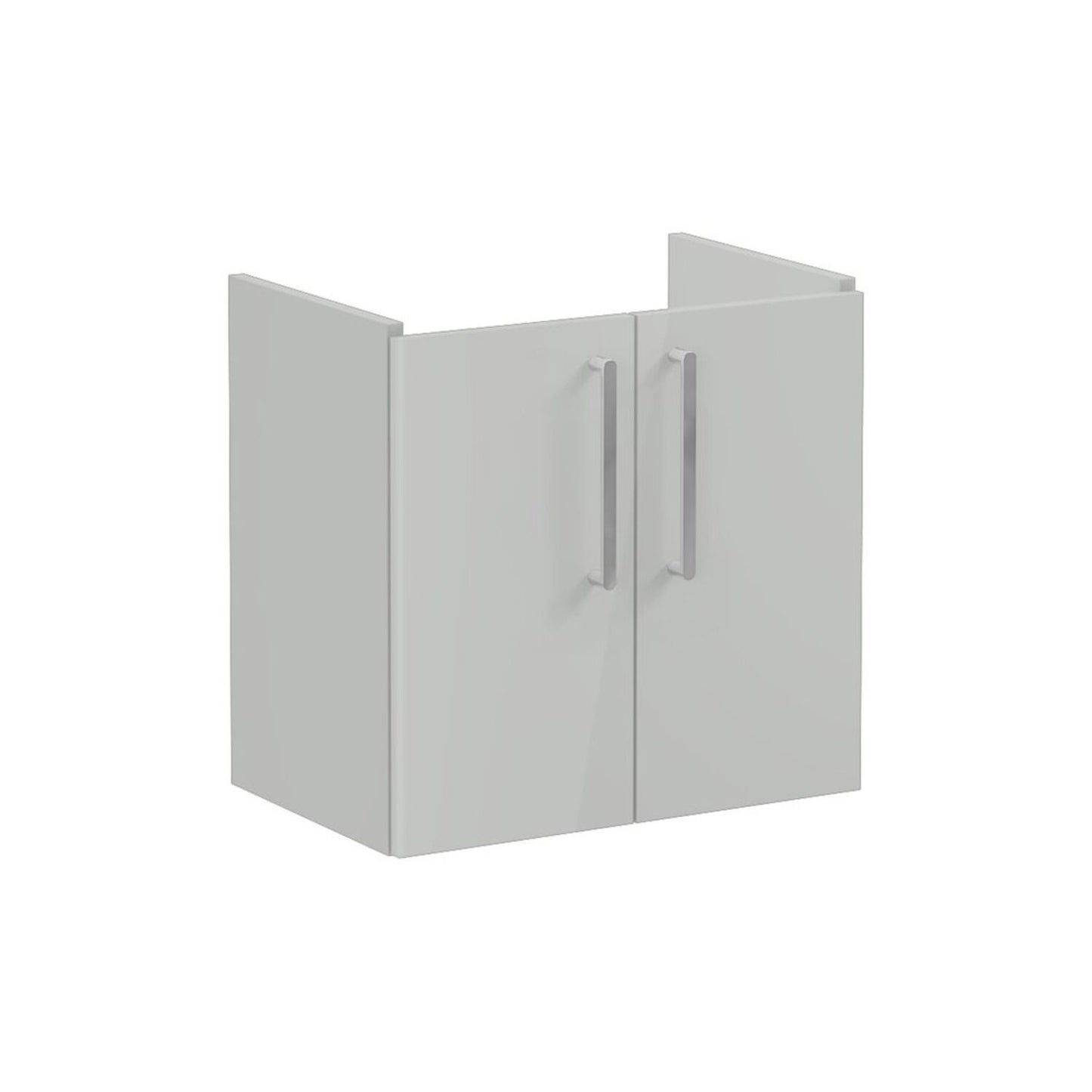 VitrA Root Flat 60cm 2 Door Wall Hung Slim Washbasin Unit - Shiny Pearl Grey