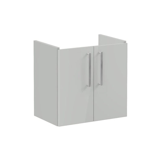 VitrA Root Flat 60cm 2 Door Wall Hung Slim Washbasin Unit - Shiny Pearl Grey